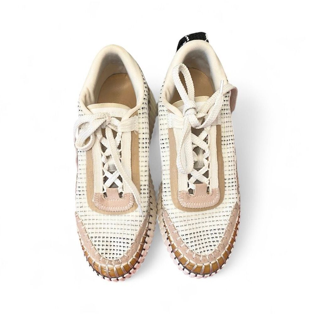 Chloe Nama Women’s Tan and Cream Woven Sneakers